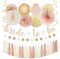 Champagne-Gold Beige Fall Bridal-Shower Party-Decorations - 36pcs Bride To Be Banner,Bachelorette Paper Lanterns,Wedding Streamers Garland,Boho Peach Tissue Pom Poms Flower Fan Decor Supplies